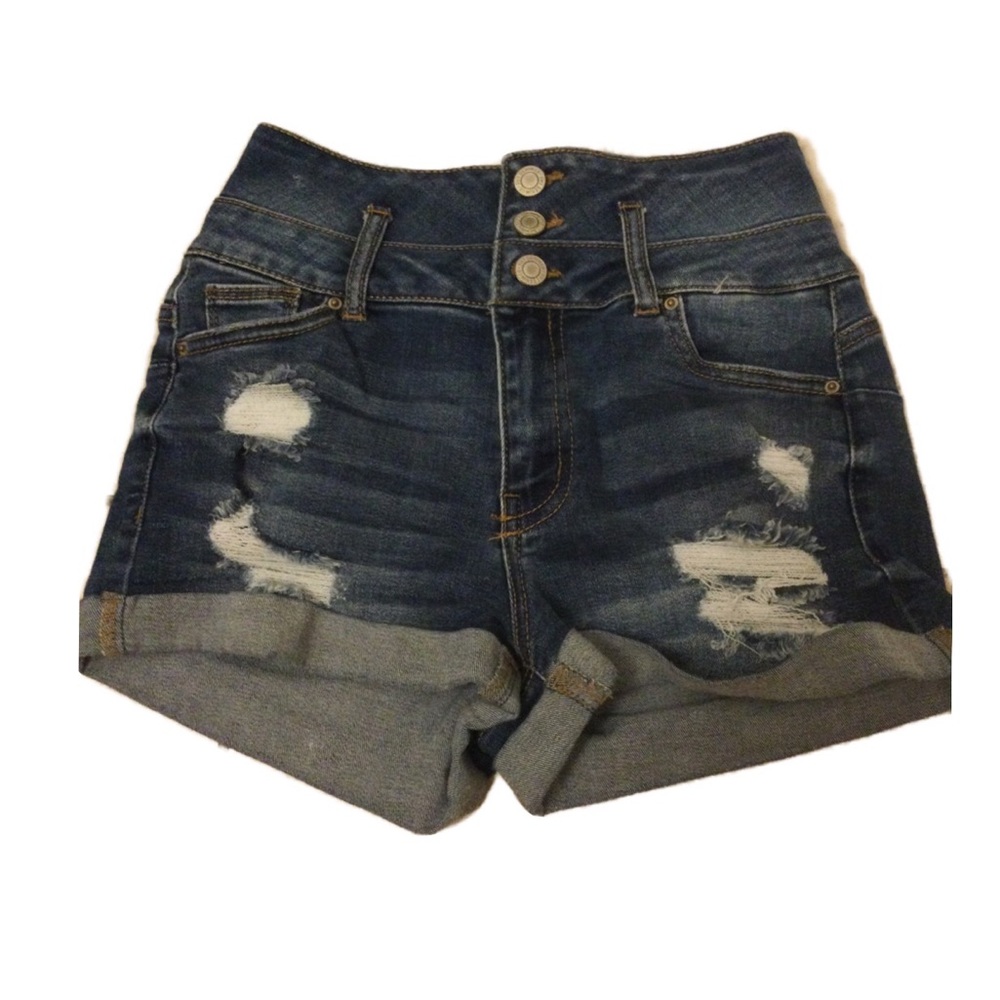 Womens Charlotte Russe Denim Jean Shorts High Rise Push Up Size 0